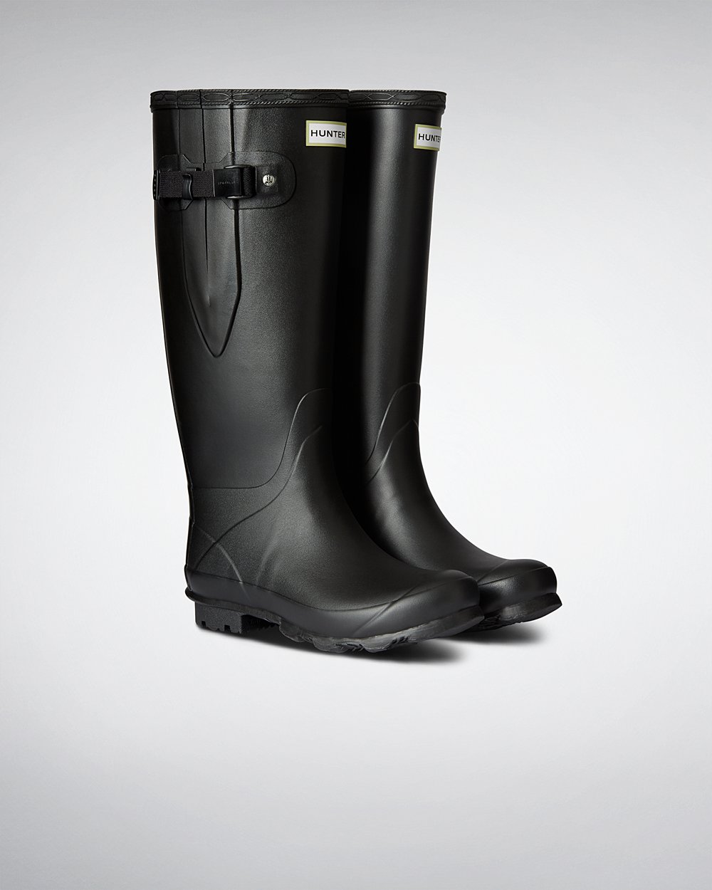 Womens Wide Fit Rain Boots - Hunter Norris Field (46APCXWZR) - Black